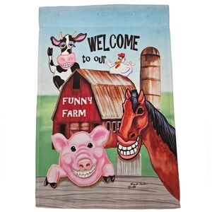 "Welcome To‎ Our Funny Farm" Decorative Vertical House Small Garden Flag N23